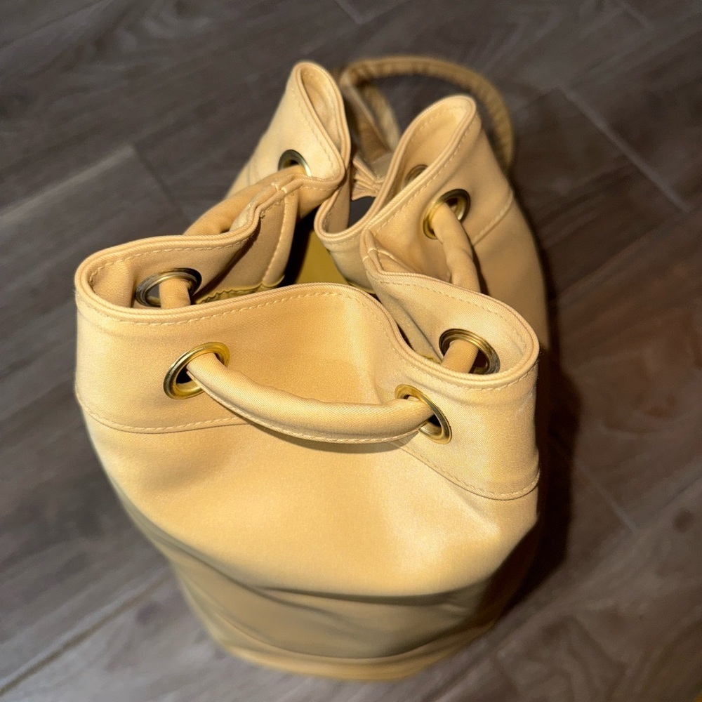 Lagerfeld Sun Moon Stars Bucket Tote Gold/yellow Cinch Sac Nylon Vtg 90s RARE - Picture 6 of 8